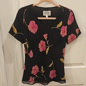 Yves‎ Cossette DEPECHE MODE Vintage Silk Whimsigoth Blouse Size 4 Dark Romantic